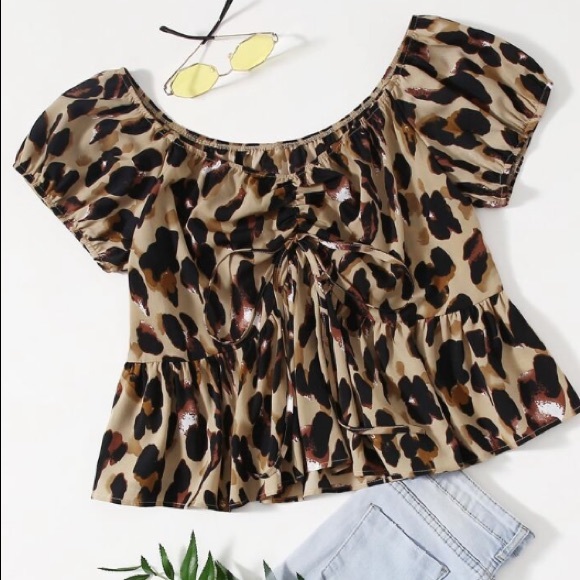 NWOT : Plus Size Cheetah Peplum Blouse - Picture 4 of 4